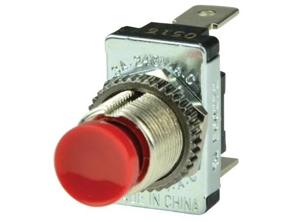 BEP Red SPST Momentary Contact Switch - OFF/(ON)