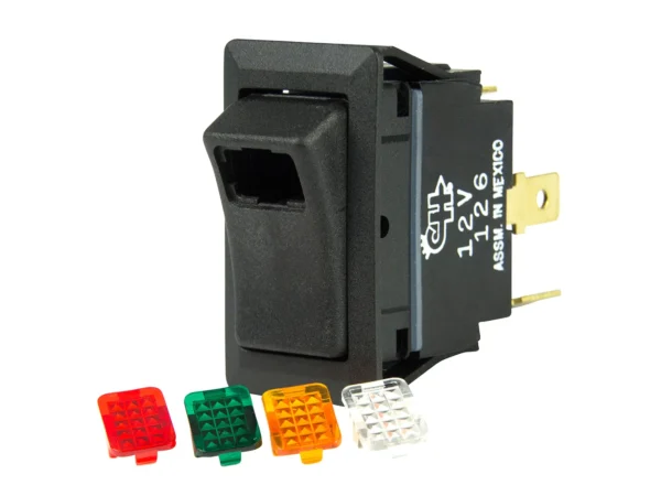 BEP SPST Rocker Switch - 1-LED w/4-Colored Covers - 12V/24V - ON/OFF