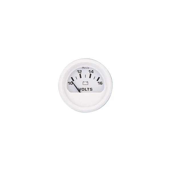 Faria Dress White 2" Voltmeter Gauge (10-16 VDC)