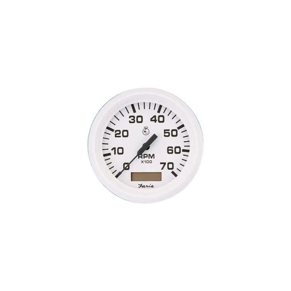 Faria Dress White 4" Gauge - 6000 RPM Tachometer With Hourmeter (Gas) (Inboard & I/O)