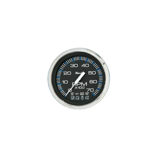 Faria Chesapeake SS Black 4" Gauge - 7000 RPM Tachometer With System Check Indicator (Gas) (J/E Outboard)