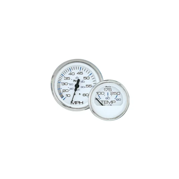 Faria Chesapeake SS White 4" Gauge - Tach, 7000 RPM, w/OMC system check - Image 2