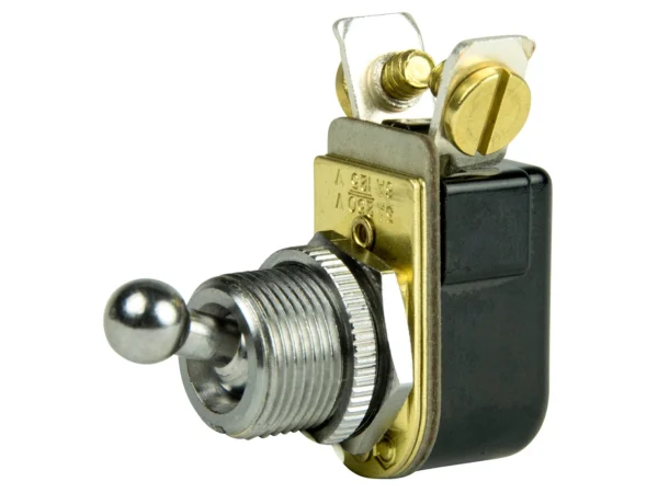 BEP SPST Chrome Plated Toggle Switch - 3/8" Ball Handle - OFF/ON