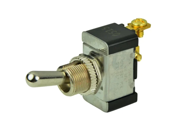 BEP SPST Chrome Plated Toggle Switch -OFF/(ON)