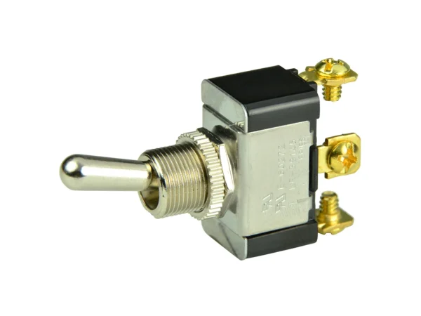 BEP SPDT Chrome Plated Toggle Switch - ON/OFF/(ON)