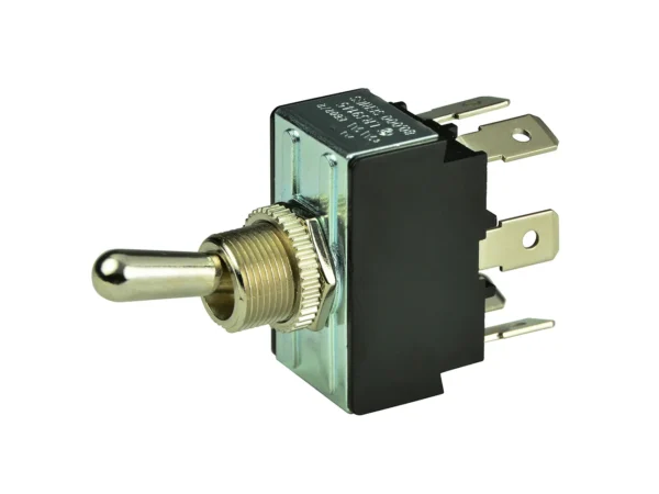 BEP DPDT Chrome Plated Toggle Switch - ON/OFF/(ON)