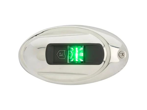 Attwood LightArmor Vertical Surface Mount Navigation Light - Oval - Starboard (green) - Stainless Steel - 2NM