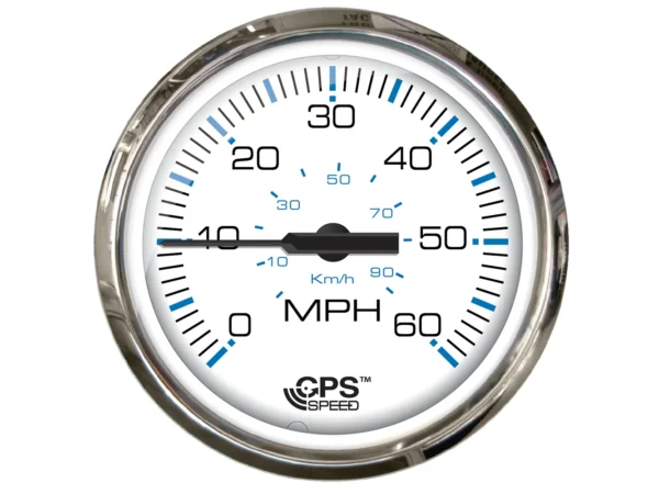 Faria Chesapeake White SS 4" Studded Speedometer - 60MPH (GPS)