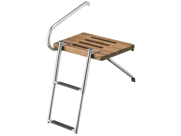 Whitecap Teak Swim Platform w/2-Step Telescoping Ladder f/Boats w/Outboard Motors