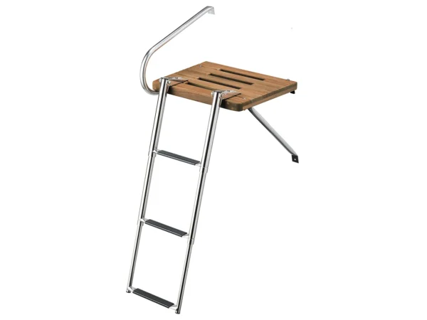 Whitecap Teak Swim Platform w/3-Step Telescoping Ladder f/Boats w/Outboard Motors