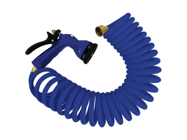 Whitecap 15' Blue Coiled Hose w/Adjustable Nozzle