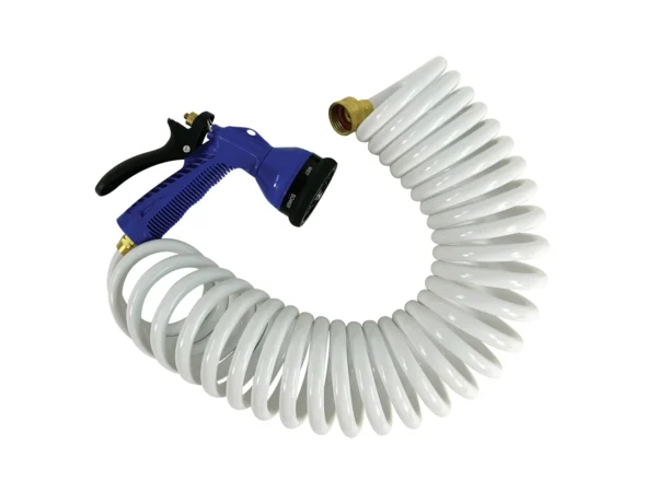 Whitecap 15' White Coiled Hose w/Adjustable Nozzle