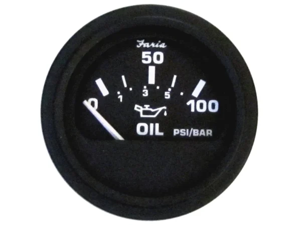 Faria Euro Black 2" Oil Pressure Gauge (100 PSI)