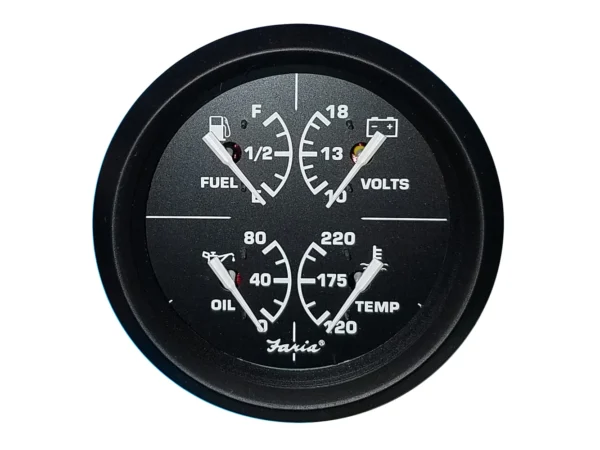 Faria Euro Black 4" Multifunction Gauge - Volt/Fuel/Oil/Water Temperature