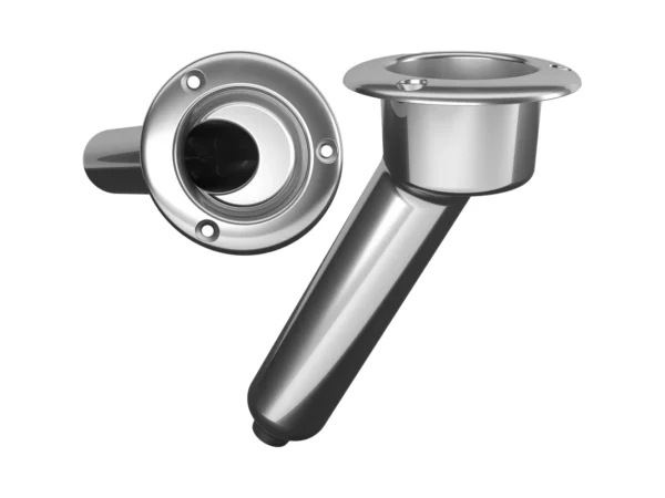 Mate Series Stainless Steel 30° Rod & Cup Holder - Drain - Round Top