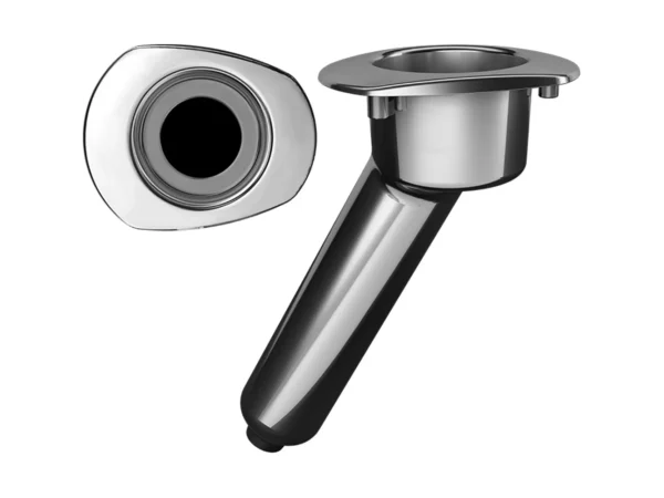 Mate Series Elite Screwless Stainless Steel 30° Rod & Cup Holder - Drain - Oval Top