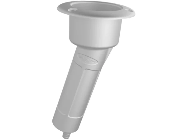 Mate Series Plastic 15° Rod & Cup Holder - Drain - Round Top - White