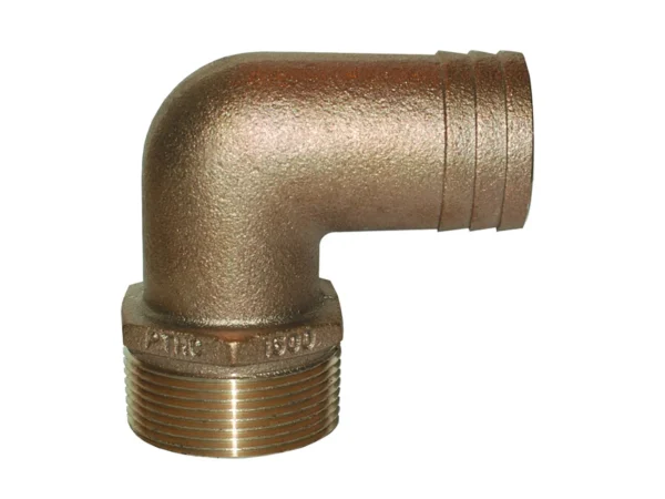 GROCO 3/4" NPT x 3/4" ID Bronze 90 Degree Pipe to Hose Fitting Standard Flow Elbow