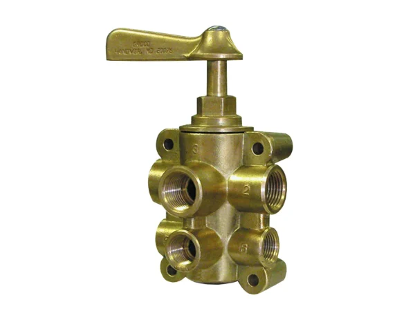 GROCO 6-Port NPT Bronze Fuel Valve 1/2" Main - 3/8" Return