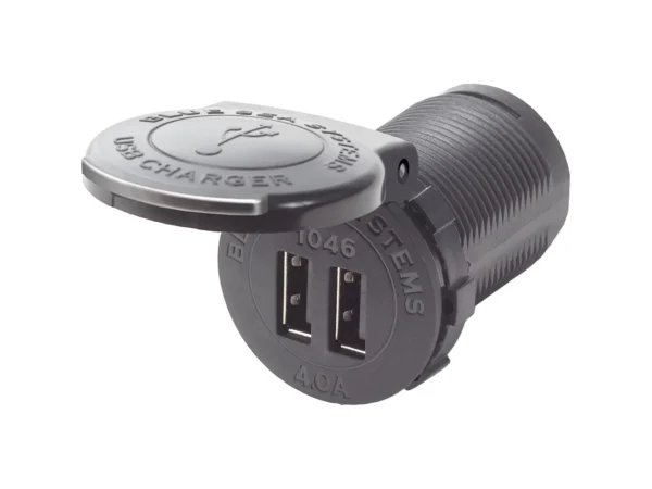 Blue Sea 1046 48V Dual USB Charger Socket Mount