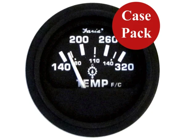 Faria 2" Heavy-Duty Oil Temp Gauge (140-320 F/C) - Black *Bulk Case of 24*