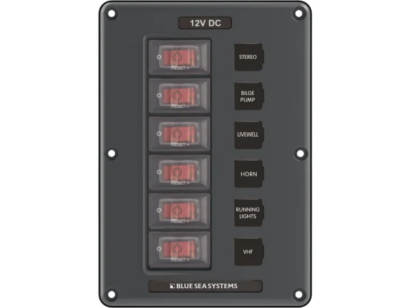 Blue Sea 4322 Circuit Breaker Switch Panel 6 Position - Gray