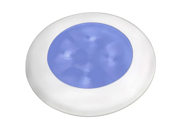 Hella Marine Blue LED Round Courtesy Lamp - White Bezel - 24V