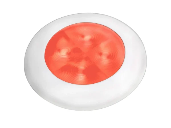 Hella Marine Red LED Round Courtesy Lamp - White Bezel - 24V