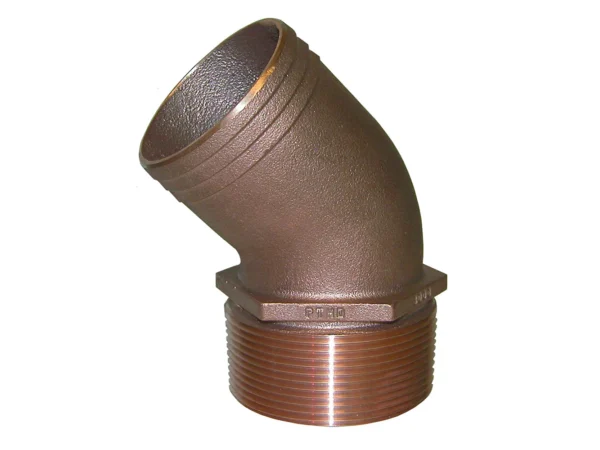 GROCO 3/4" NPT Bronze 45 Degree Pipe to 3/4" Hose