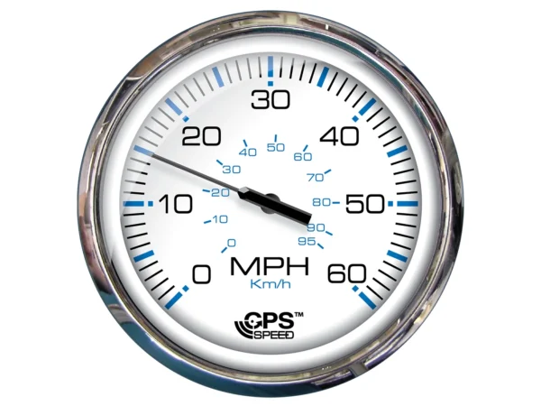 Faria Chesapeake White SS 5" Speedometer - 60 MPH (GPS)(Studded)