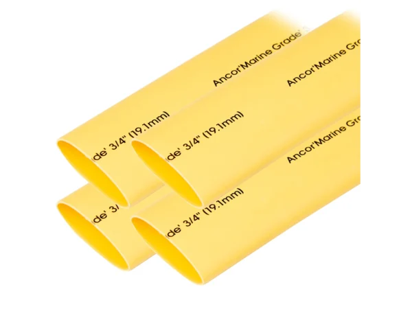 Ancor Heat Shrink Tubing 3/4" x 6" - Yellow - 4 Pieces