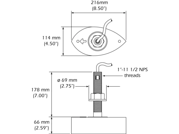 Furuno 556TID-HDD SS260 Stainless Steel Thru-Hull Transducer w/Temp and Fairing Block - 10 Pin - Image 2