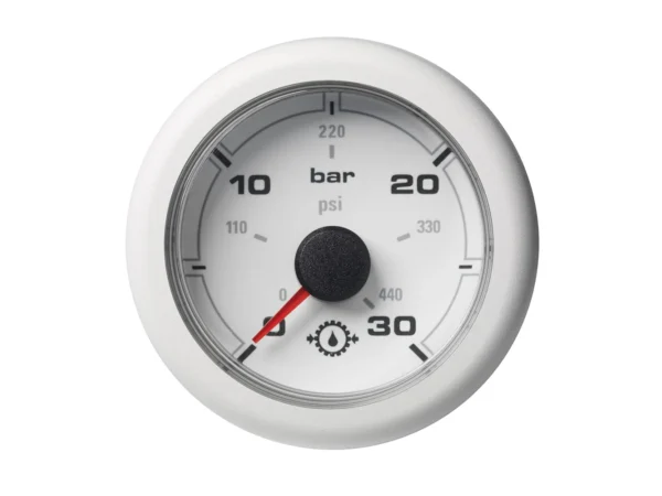 Veratron 52MM (2-1/16") OceanLink Transmission Oil Pressure Gauge - 30 Bar/440 PSI - White Dial & Bezel