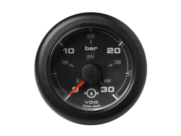 Veratron 52MM (2-1/16") OceanLink Transmission Oil Pressure Gauge - 30 Bar/440 PSI - Black Dial & Bezel