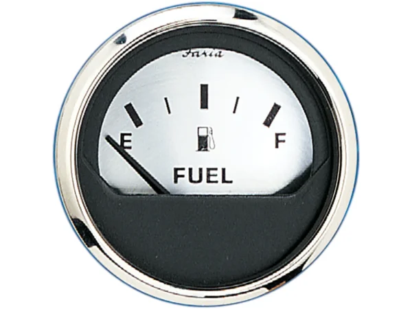 Faria Spun Silver 2" Fuel Level Gauge (E-1/2-F)