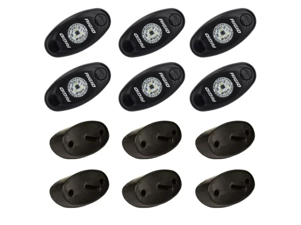 RIGID Industries A-Series Rock Light Kit - 6 Cool White Lights - Black