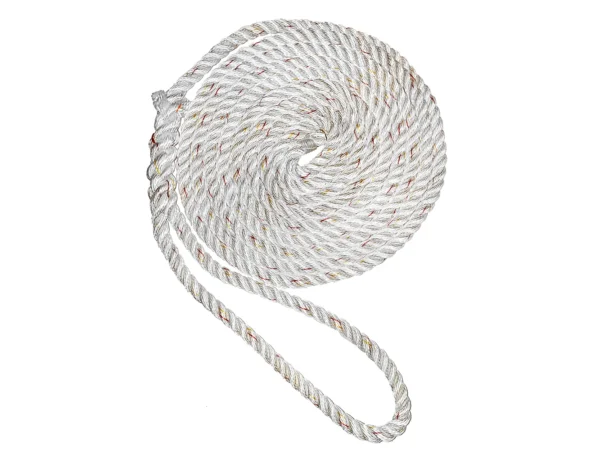 New England Ropes 3/8" Premium 3-Strand Dock Line - White w/Tracer - 20'