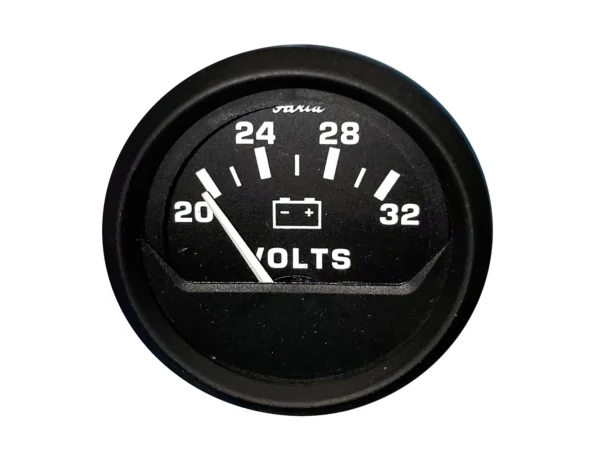 Faria Euro Black 2" Voltmeter (20-32 V)