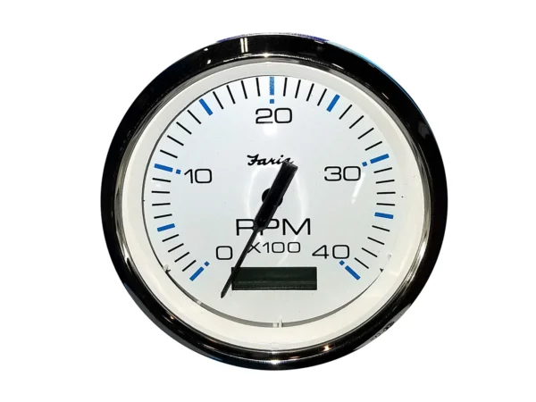 Faria Chesapeake White SS 4" Tachometer w/Hourmeter (4000 RPM) (Diesel) (Mech. Takeoff & Var. Ratio Alt)