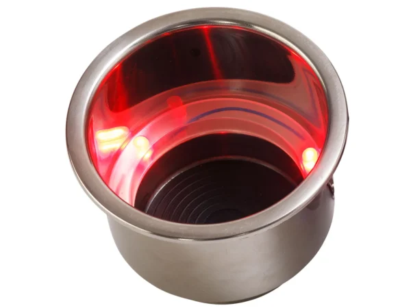 Sea-Dog LED Flush Mount Combo Drink Holder w/Drain Fitting - Red LED