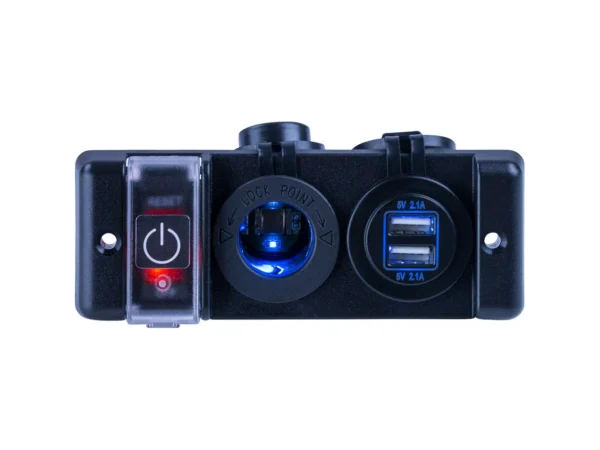 Sea-Dog Double USB & Power Socket Panel w/Breaker Switch