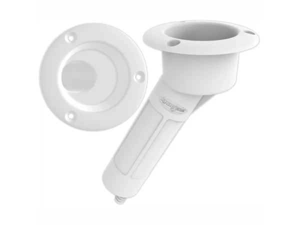 Mate Series Plastic 30° Rod & Cup Holder - Drain - Round Top - White