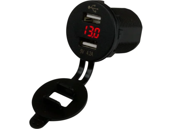 Sea-Dog Dual USB Socket/Voltmeter w/Hidden Display