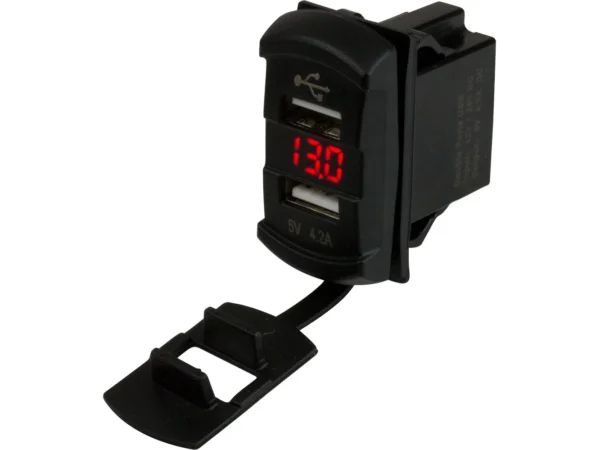 Sea-Dog Dual USB Rocker Switch Style Voltmeter w/Hidden Display