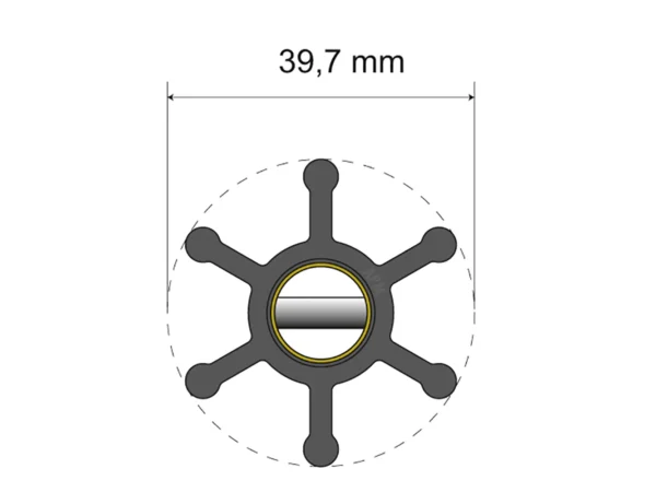 Albin Group Premium Impeller Kit - 39.7 x 12 x 19.2mm - 6 Blade - Pin Insert