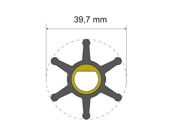 Albin Group Premium Impeller Kit - 39.7 x 12 x 19.2mm - 6 Blade - Single Flat Insert