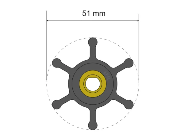 Albin Group Premium Impeller Kit - 51 x 8 x 22mm - 6 Blade - Single Flat Insert