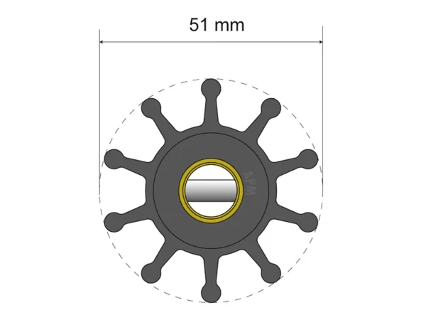 Albin Group Premium Impeller Kit - 51 x 12 x 22mm - 10 Blade - Pin Insert