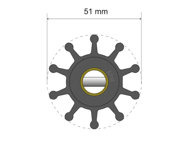 Albin Group Premium Impeller Kit - 51 x 12.7 x 22mm - 10 Blade - Pin Insert