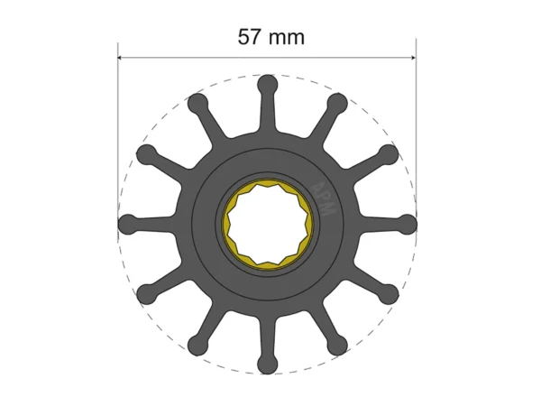 Albin Group Premium Impeller Kit 57 x 16 x 48.2mm - 12 Blade - Spline Insert